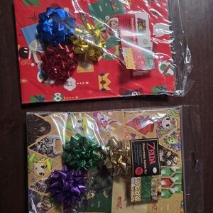 New Zelda and Mario Gift Wrap Set with Bows